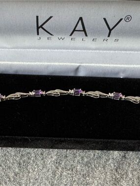 KAY Jewelers Sterling Silver Bracelet with Amethyst Stones